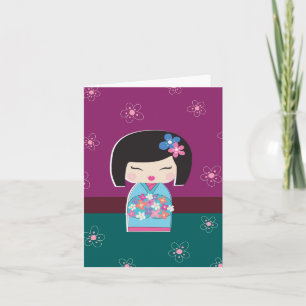 Japanska anteckningskort för Kokeshi Doll (plum)