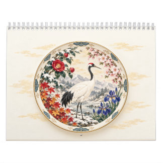 Japanska årstidsbundna fåglar och blommor Kalender