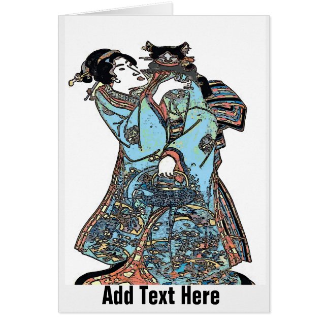 Japanska Art Ansikte, lägg till text Hälsningskort (Framsidan)