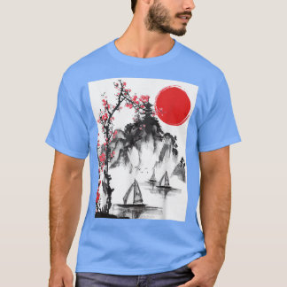Japanska Art Birds Träd Blossoming Aesthetic Älska T Shirt