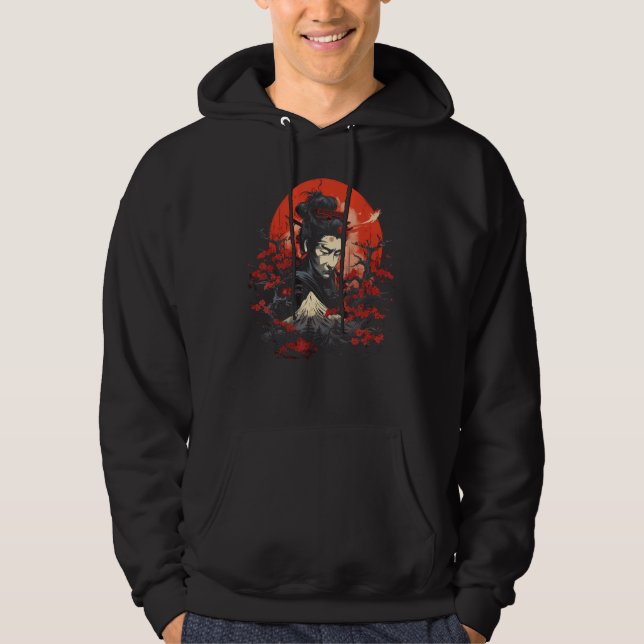 Japanska Art Samurai Bushido Warrior Japan Mount F Hoodie (Framsida)