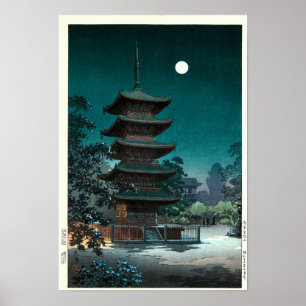 Japanska Asakusa Kinryūzan Temple i Moonlight Poster