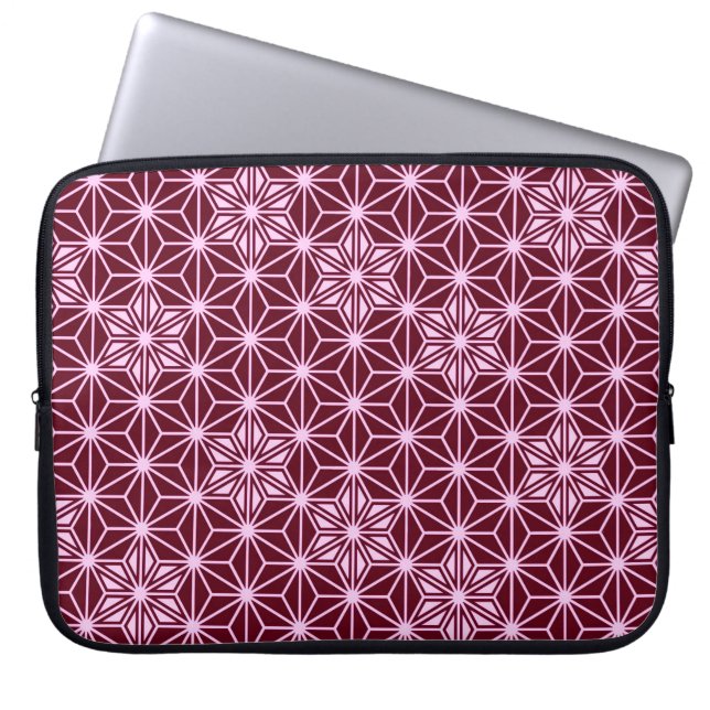 Japanska Asanoha mönster - burgundy Laptop Sleeve (Framsidan)