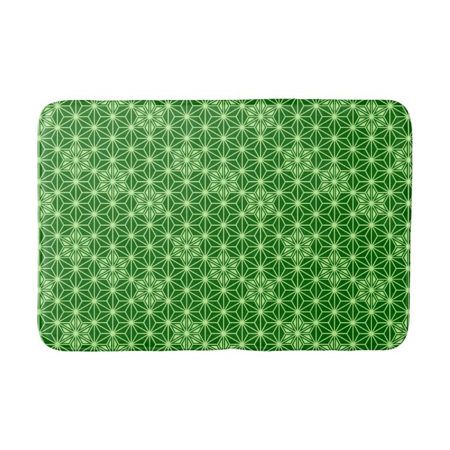 Japanska Asanoha Mönster, Emerald and Lime Green Badrumsmatta (Framsidan)