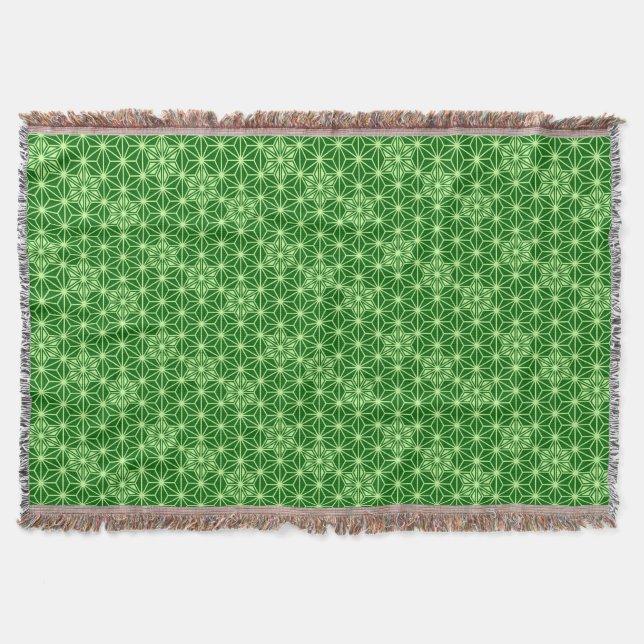 Japanska Asanoha Mönster, Emerald and Lime Green Filt (Framsidan)