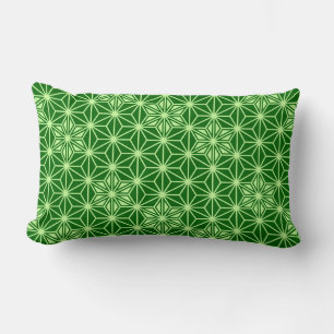 Japanska Asanoha Mönster, Emerald and Lime Green Lumbarkudde