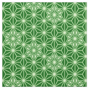 Japanska Asanoha Mönster, Emerald and Lime Green Tyg
