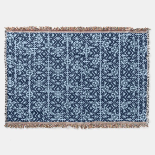Japanska Asanoha mönster, Indigo Blue Filt (Framsidan)