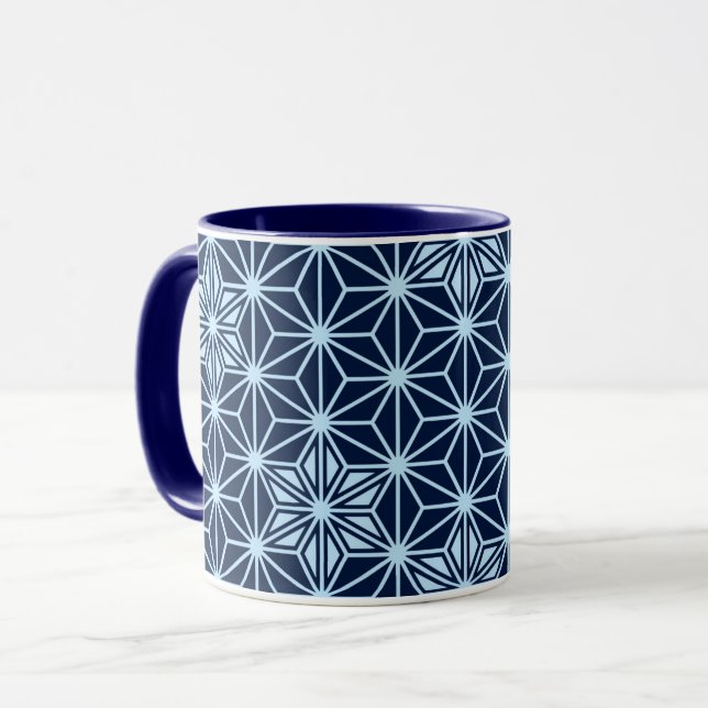 Japanska Asanoha mönster - indigo blue Mugg (Framsida vänster)