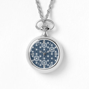 Japanska Asanoha mönster - indigo blue & white Armbandsur