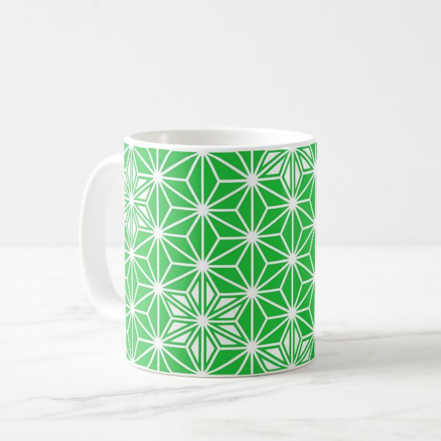 Japanska Asanoha mönster - jade grönt Kaffemugg (Framsida vänster)