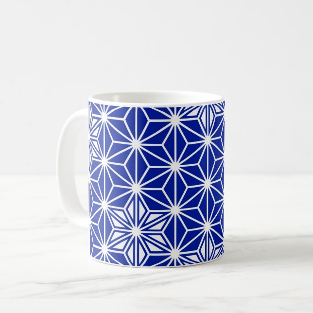 Japanska Asanoha mönster - koboltblått Kaffemugg (Framsida vänster)