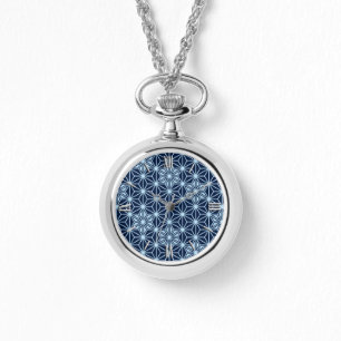 Japanska Asanoha mönster - mörk indigo blue Armbandsur