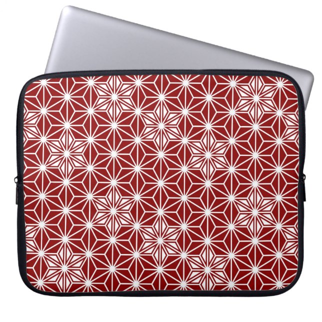 Japanska Asanoha mönster - mörk röd Laptop Fodral (Framsidan)