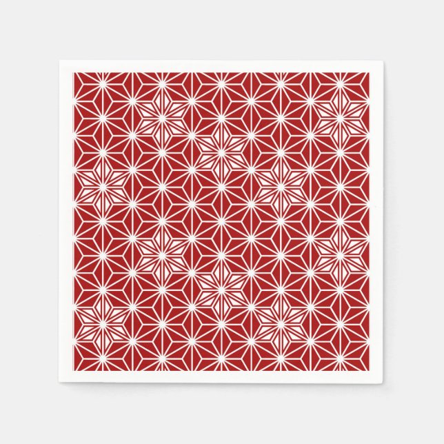 Japanska Asanoha mönster - mörk röd Pappersservett (Framsidan)