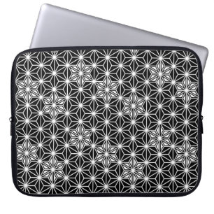 Japanska Asanoha mönster - svartvitt Laptop Sleeve
