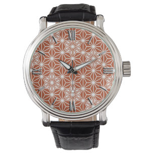 Japanska Asanoha mönster - terracotta Armbandsur