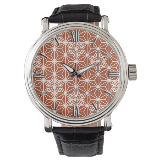 Japanska Asanoha mönster - terracotta Armbandsur (Framsida)
