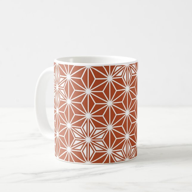Japanska Asanoha-mönster - terrakotta Kaffemugg (Framsida vänster)