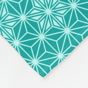 Japanska Asanoha mönster - turkos Fleecefilt