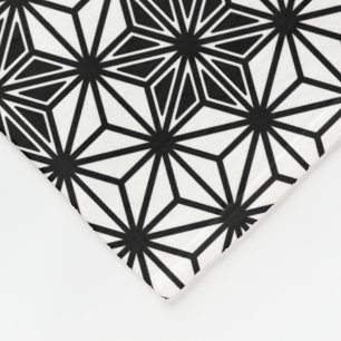 Japanska Asanoha mönster - vit och svart Fleecefilt