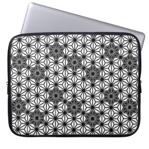 Japanska Asanoha mönster - vit och svart Laptop Sleeve