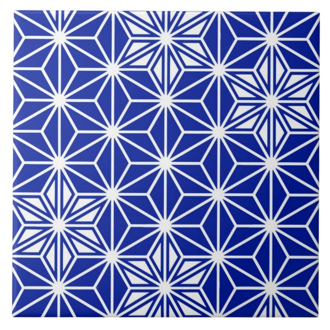 Japanska Asanoha/Star Mönster, Cobalt Blue Kakelplatta (Framsidan)