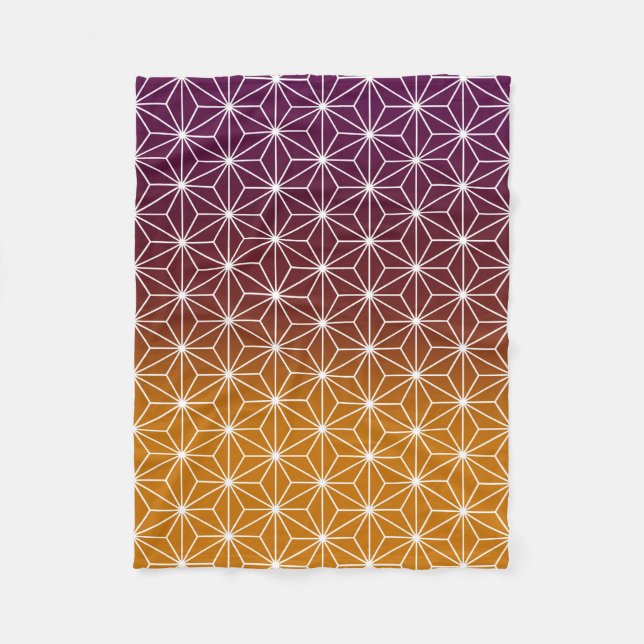 Japanska Asanoha (stor ) Burgundy & Guld Fleecefilt (Framsidan)