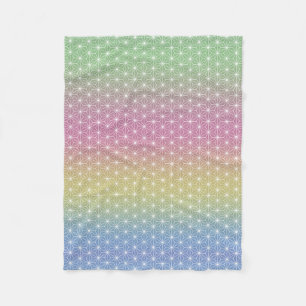 Japanska Asanoha Traditional Print Pastel Rainbow Fleecefilt
