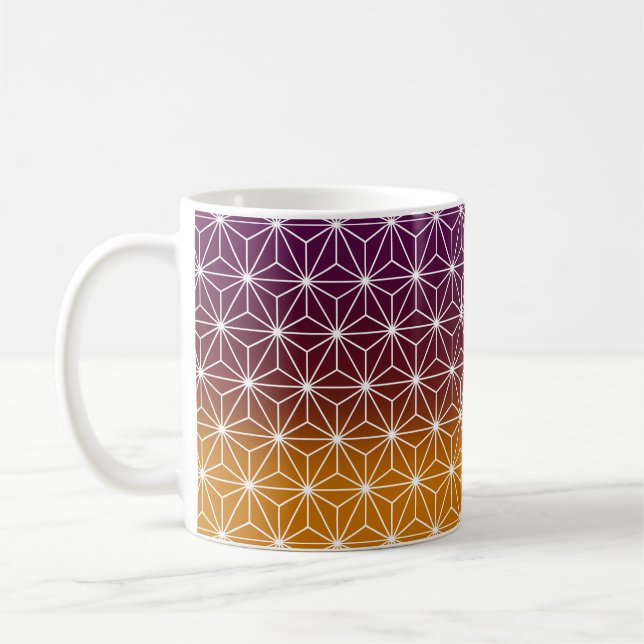 Japanska Asanoha Traditionell utskriftsburgundy oc Kaffemugg (Vänster)