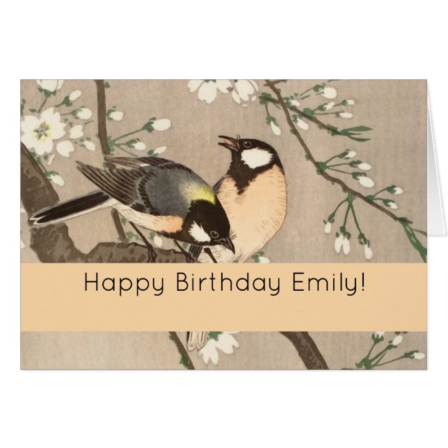 Japanska asiatiska fåglar Chickadee Songbird Hälsningskort (Framsidan Horizontal)