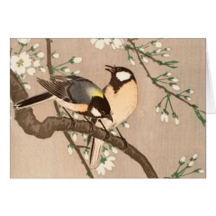 Japanska asiatiska fåglar Chickadee Songbird Hälsningskort