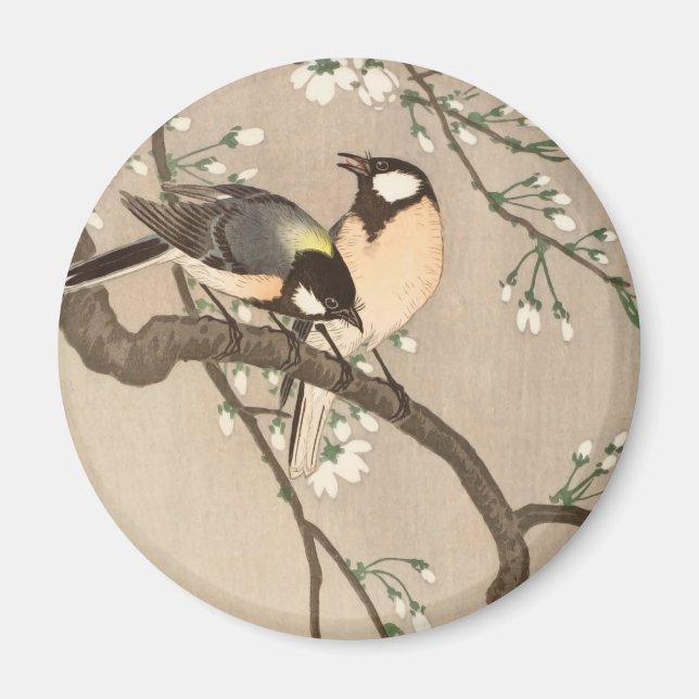 Japanska asiatiska fåglar Chickadee Songbird Magnet (Framsidan)