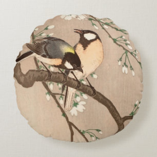 Japanska asiatiska fåglar Chickadee Songbird Rund Kudde