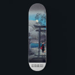 Japanska asiatiska konst Sjö i Moonlight Mini Skateboard Bräda 18,5 Cm<br><div class="desc">En japansk tryckskateboard med lush blue och grått vintage personlig. Monlight,  berg.</div>