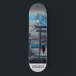 Japanska asiatiska konst Sjö i Moonlight Mini Skateboard Bräda 18,5 Cm<br><div class="desc">En japansk tryckskateboard med lush blue och grått vintage personlig. Monlight,  berg.</div>