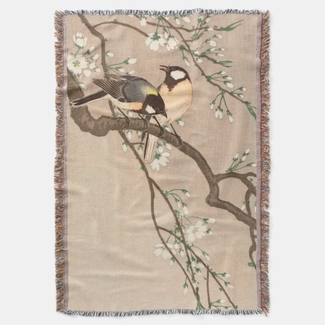 Japanska asiatiska Koson Bird Chickadee Songbird Filt (Framsidan Vertikal)
