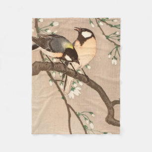 Japanska asiatiska Koson Bird Chickadee Songbird Fleecefilt