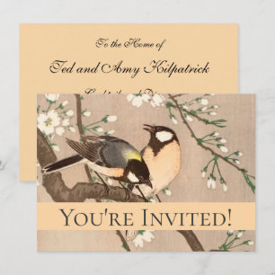Japanska asiatiska Koson Bird Chickadee Songbird Inbjudningar