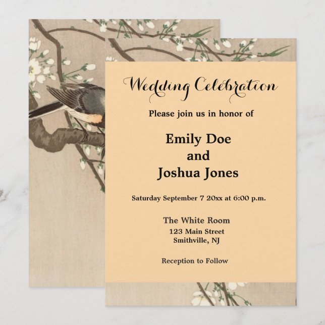 Japanska asiatiska Koson Bird Chickadee Songbird Inbjudningar (Fram/baksida)