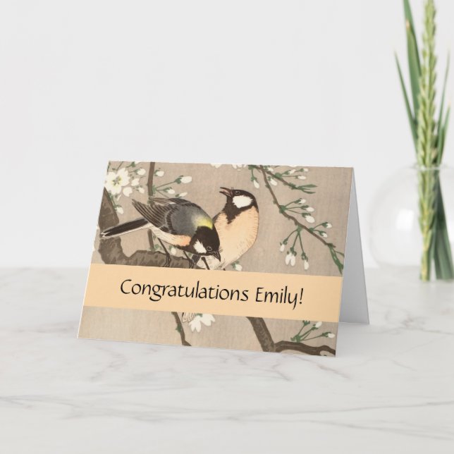 Japanska asiatiska Koson Bird Chickadee Songbird Kort (Framsida)