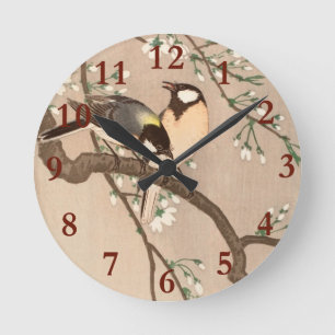 Japanska asiatiska Koson Bird Chickadee Songbird Rund Klocka