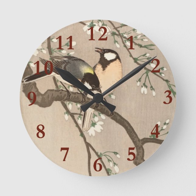 Japanska asiatiska Koson Bird Chickadee Songbird Rund Klocka (Framsida)