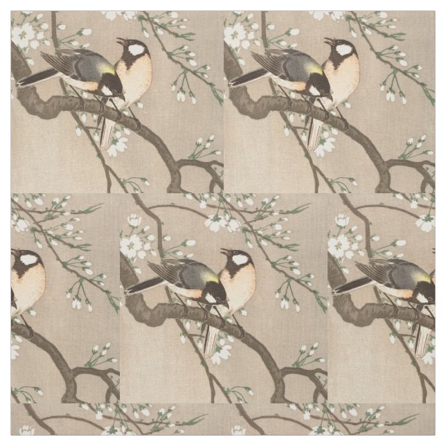 Japanska asiatiska Koson Bird Chickadee Songbird Tyg (Provkarta)