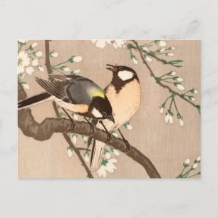 Japanska asiatiska Koson Bird Chickadee Songbird Vykort