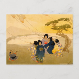 Japanska barn flyger drakar - Bertha Lum - 1913 Vykort