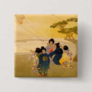 Japanska barn som flyger Kites - Bertha Lum - 1913 Knapp