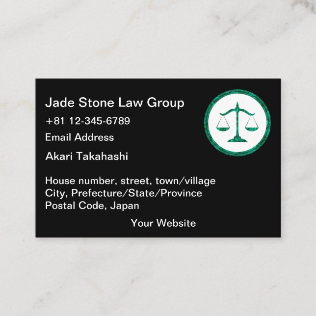Japanska Bengoshi-visitkort Jade Law Logotyp Visitkort (Framsida)