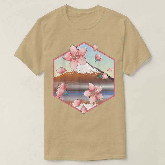 Japanska berget Sakura Japan Blommigt Cherry Bloss T Shirt (Design framsida)