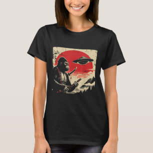 Japanska Bigfoot Samurai Ufo Vintage Sasquatch Man T Shirt